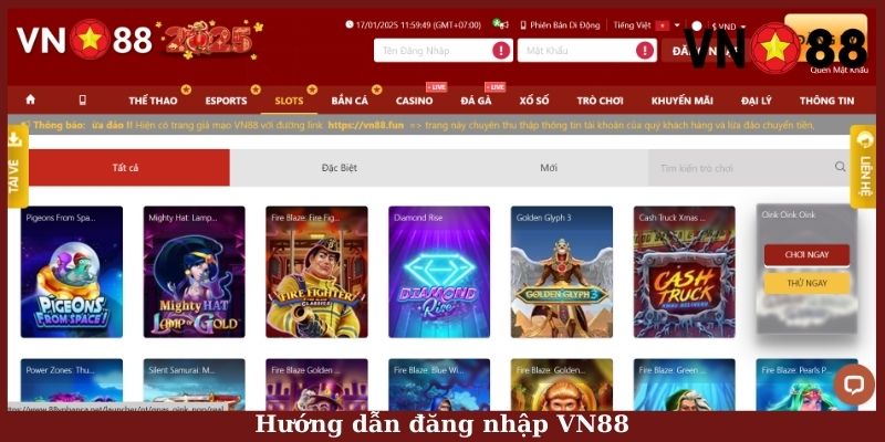 Hướng dẫn đăng nhập VN88