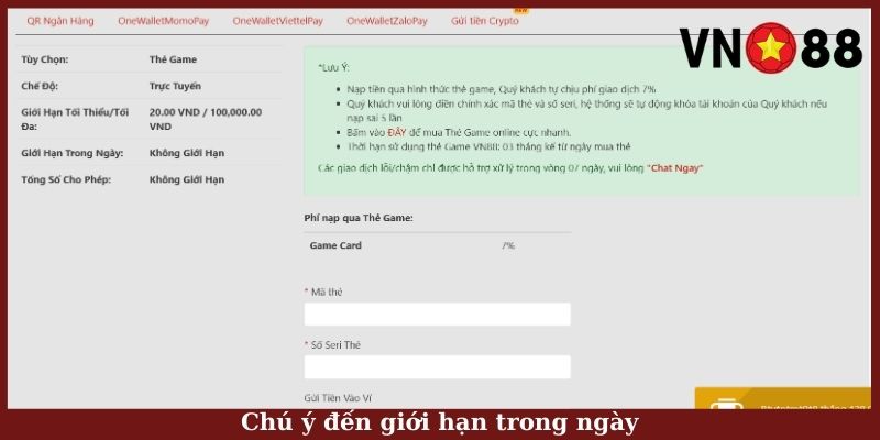 Chú ý đến giới hạn trong ngày